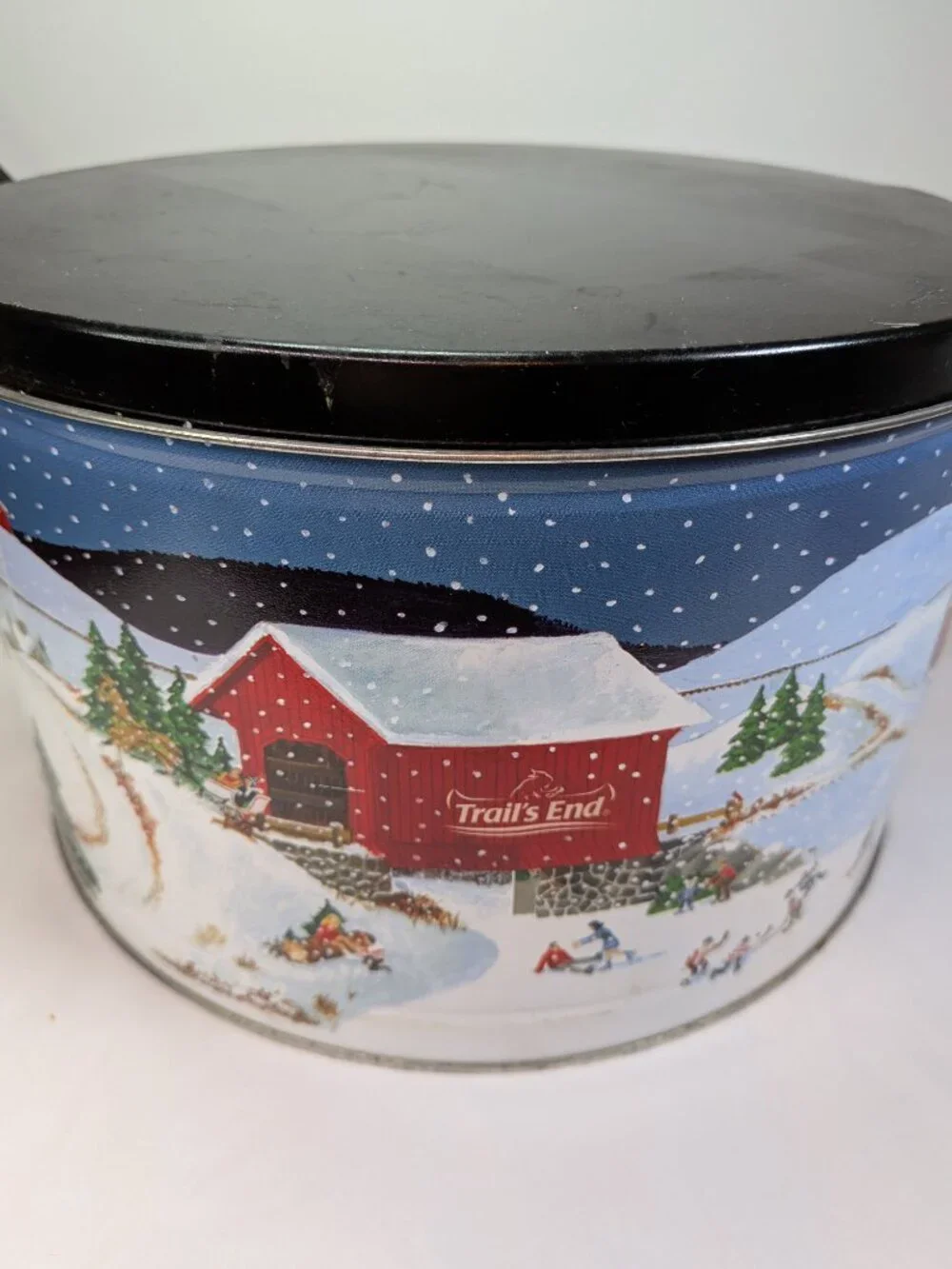 Large Winter Wonderland Decorative Tin Farmhouse Decor Red Barn Covered Bridge